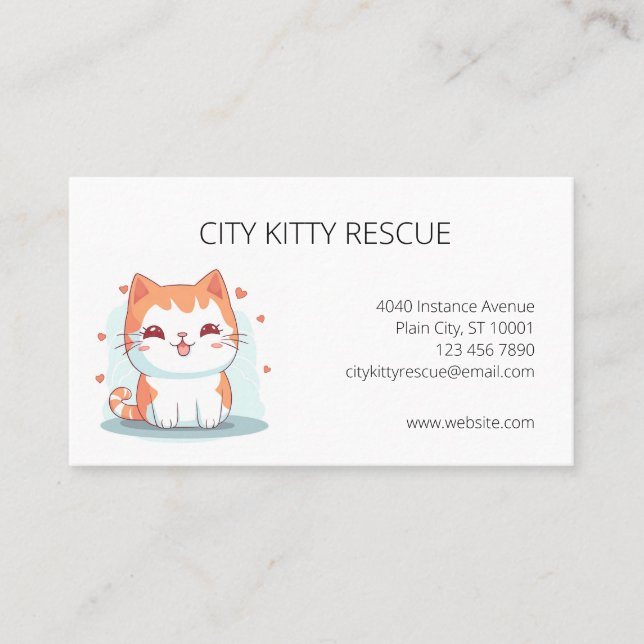 Cat Rescue Animal Rescue Organisation Business Card (Front)