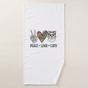 Cat Rescue Tie Dye Peace Love Cats Halloween Cat L Bath Towel