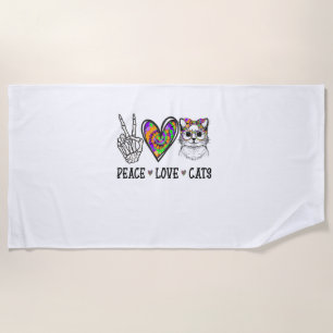 Cat Rescue Tie Dye Peace Love Cats Halloween Cat L Beach Towel