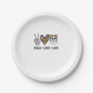 Cat Rescue Tie Dye Peace Love Cats Halloween Cat L Paper Plate