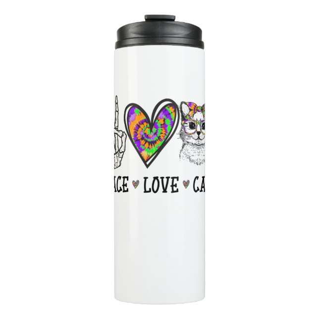 Cat Rescue Tie Dye Peace Love Cats Halloween Cat L Thermal Tumbler (Front)