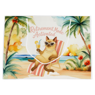 Cat Retirement Women Cat Lover at beach Large Gift Bag