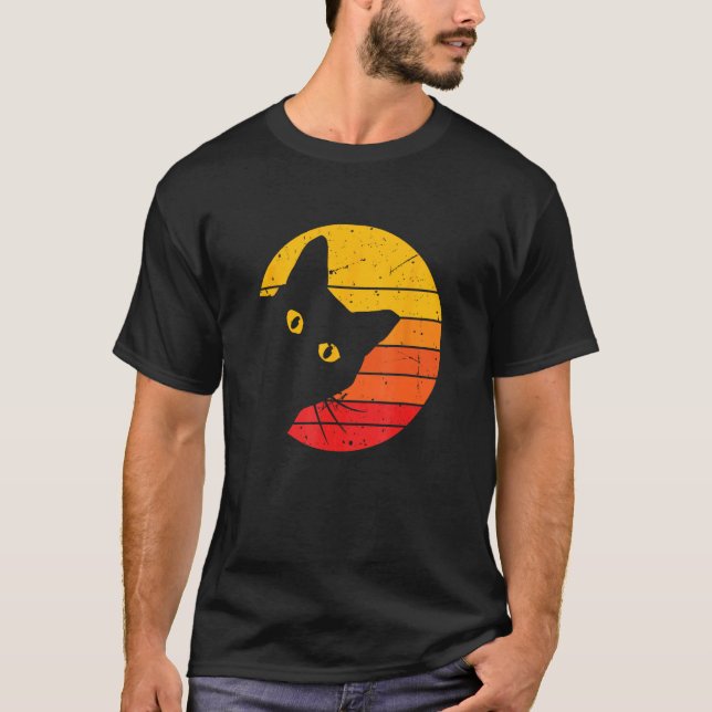Cat Retro Funniest T-Shirt (Front)