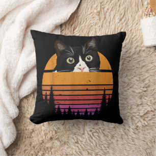 Cat Retro Style Black Cat Vintage Style Kitten Cat Cushion