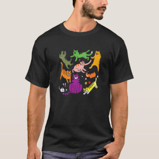 Cat Retro Style itty Cats Multicolor for Boys Girl T-Shirt