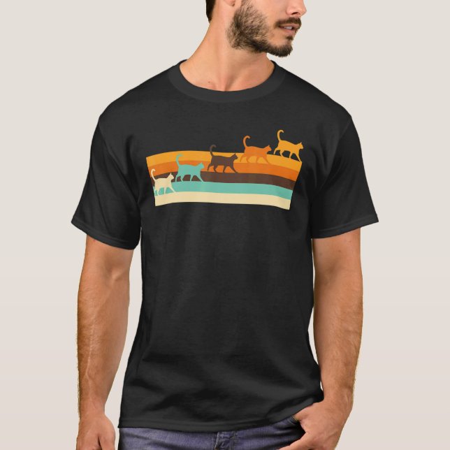 Cat  Retro Style T-Shirt (Front)