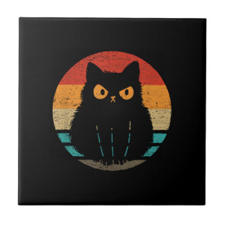 Cat Retro Style Vintage T-Shirt for Men Women Kids Tile