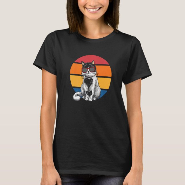 Cat Retro Sunset Cat Sunset I Cat T-Shirt (Front)