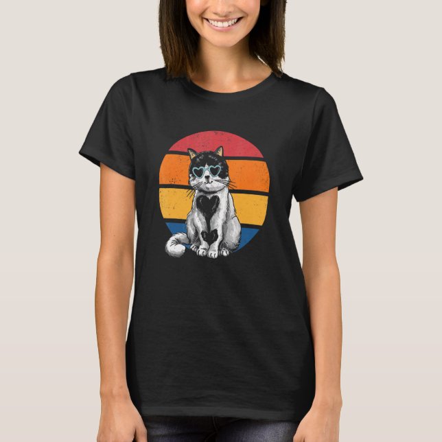 Cat  Retro Sunset Cat Sunset I Retro Cat T-Shirt (Front)