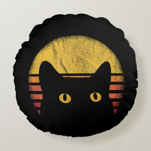 Cat Retro Vintage Round Cushion