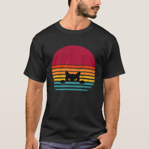 Cat retro vintage sunset peeking T-Shirt