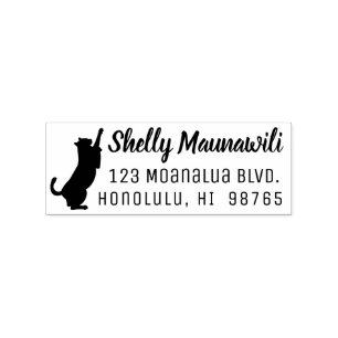 Cat Return Address Stamp Personalised Cat Lover