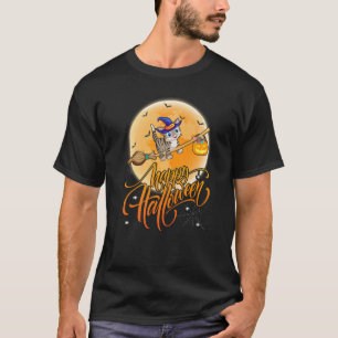 Cat Ride Witch Shotgun Moon Vintage Cat Halloween T-Shirt