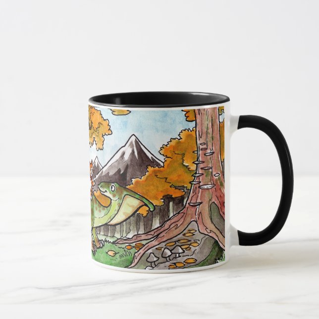 Cat Rides a Dinosaur Mug (Right)
