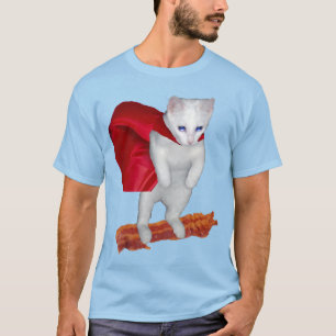 Cat Riding Bacon With Superhero Cape T-Shirt