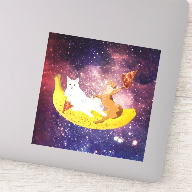 Cat riding banana in galaxy (Detail)