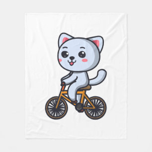 Cat Riding Bicycle Cat design gifts for women Fleece Blanket