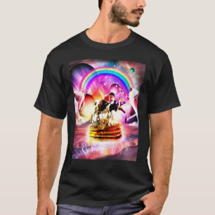 Cat Riding Cow With Pancakes And Milkshake T-Shirt