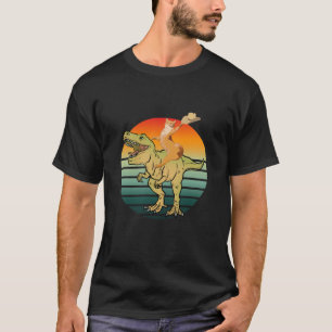 Cat riding dinosaur holding hat T-Shirt