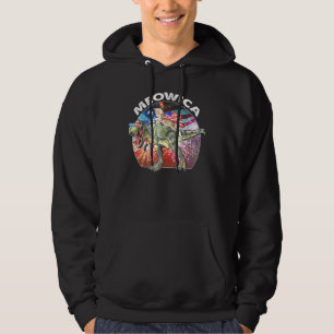 Cat Riding Dinosaur Meowica Patriotic 4th Of July Hoodie