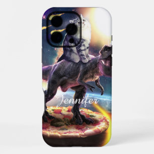 Cat riding dinosaur unicorn in space iPhone 16 pro max case