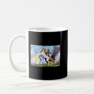 Cat Riding Fire Breathing Unicorn Meme Coffee Mug