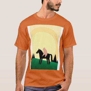 Cat Riding Horse Minimal T-Shirt