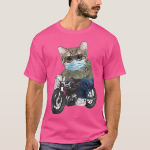 Cat Riding Motorcycle With Mask T-Shirt