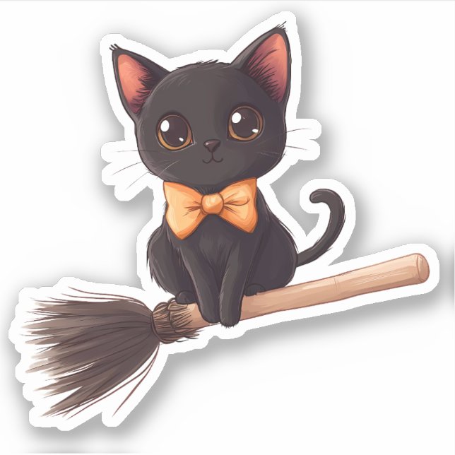 Cat Riding on a Witch's Broom (Front)