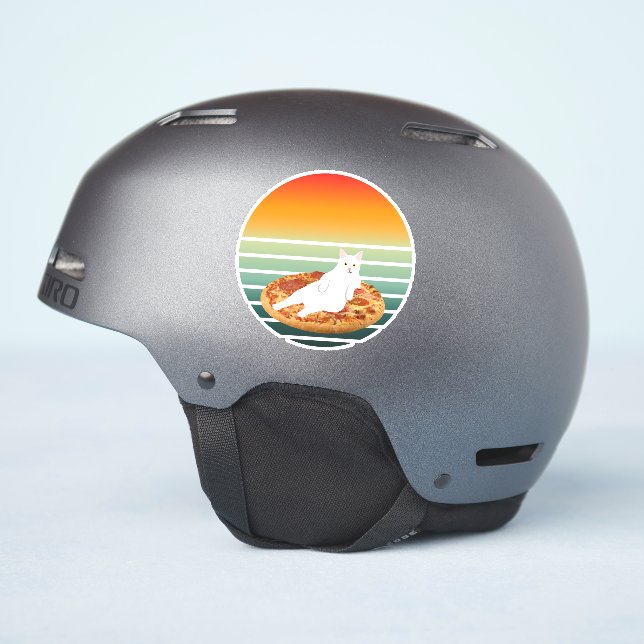 Cat riding pizza retro (Helmet Side)