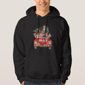 Cat Riding Red Truck Christmas Tree Cat Santa Hat Hoodie