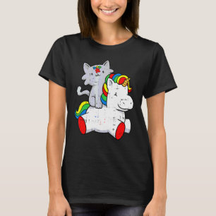 Cat Riding Unicorn Autism Awareness Cute Puzzle Pi T-Shirt