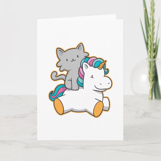 CAT RIDING UNICORN CARD (Front)