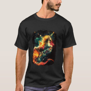 Cat Riding Unicorn Funny Galaxy T-Shirt