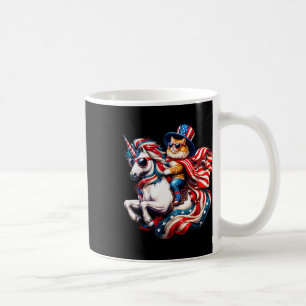 Cat Riding Unicorn Usa Flag Patriotic 4th Of July Coffee Mug