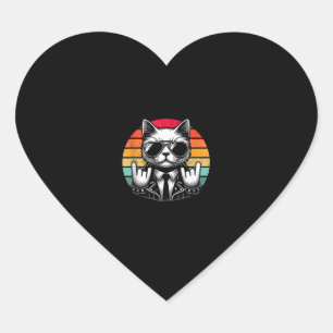 Cat Rock and Roll Music for Men Women Kids Retro C Heart Sticker