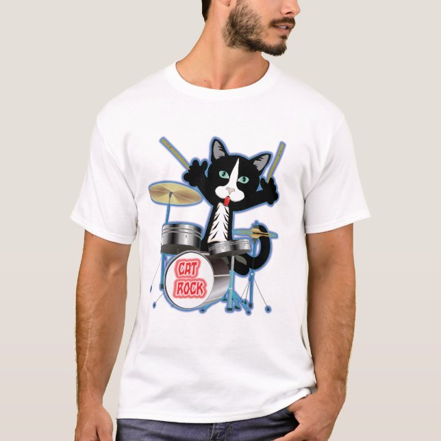 Cat Rock Drums T-Shirt (Front)