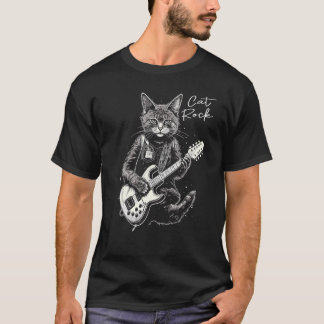 Cat Rock I Rock Cat Playing Guitar I Funny Guitar  T-Shirt