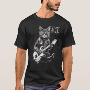 Cat Rock I Rock Cat Playing Guitar I Funny Guitar T-Shirt