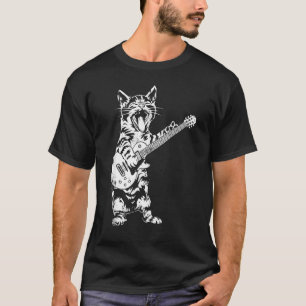 Cat Rocker Funny Kitty Plays Guitar Rockstar Cats T-Shirt