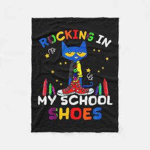 Cat-rocking I N My-school-scute Ss Cute Sss-back T Fleece Blanket