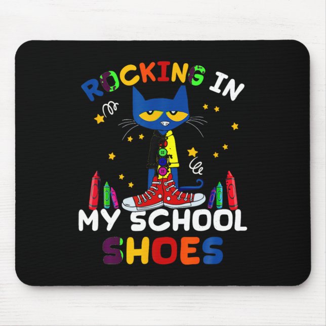 Cat-rocking I N My-school-shoes-back To-school-cat Mouse Mat (Front)