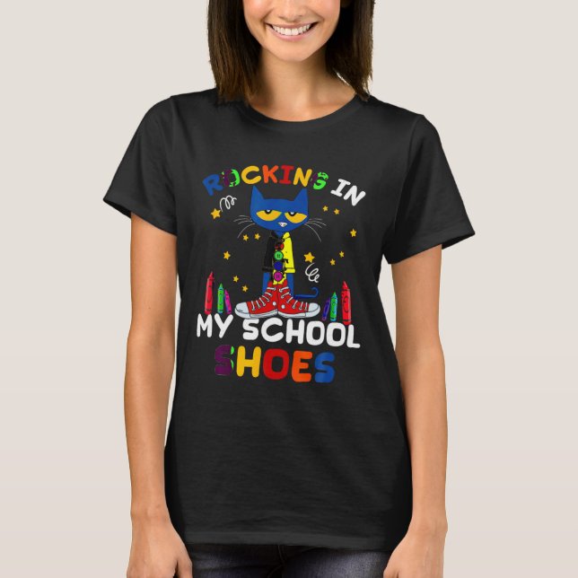Cat-rocking I N My-school-shoes-back To-school-cat T-Shirt (Front)