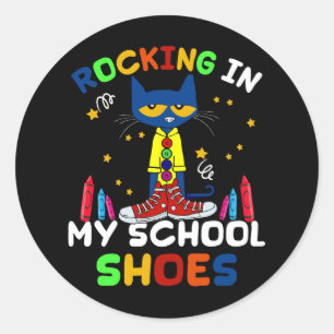 Cat Rocking In My School Shoes Back To School Cat Classic Round Sticker