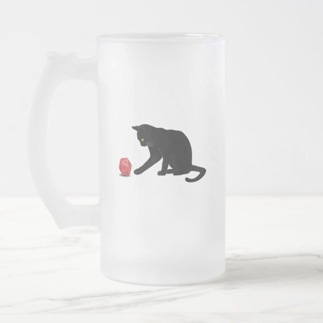 Cat Rolling Dice RPG Role Playing Games Frosted Glass Beer Mug (Left)
