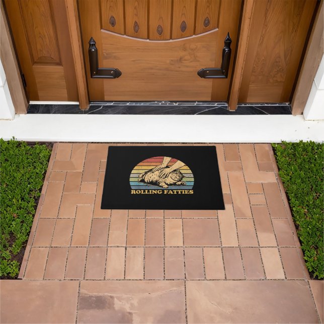 Cat Rolling Fatties Funny Doormat (Outdoor)