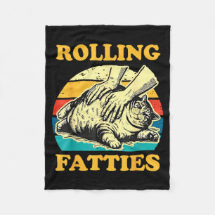 Cat Rolling Fatties Funny For Men Women  Fleece Blanket