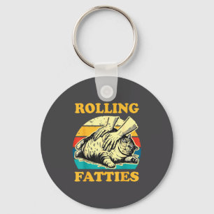 Cat Rolling Fatties Funny For Men Women  Key Ring