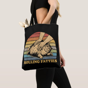 Cat Rolling Fatties Funny Tote Bag