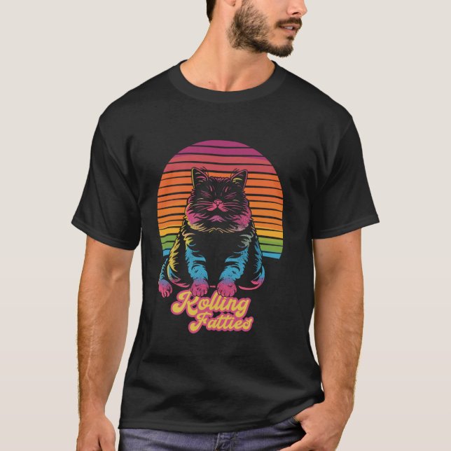 Cat Rolling Fatties Humour Meme T-Shirt (Front)